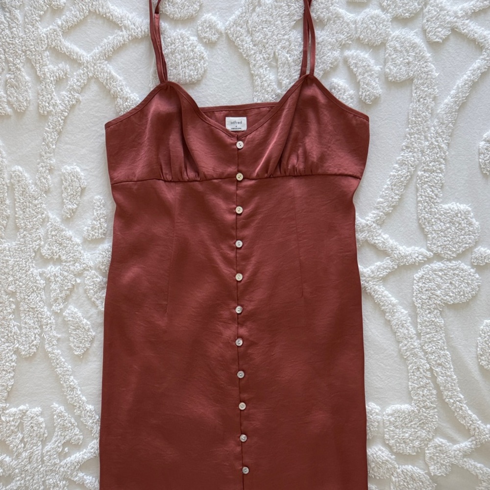 Wilfred Satin Button-Down Dress